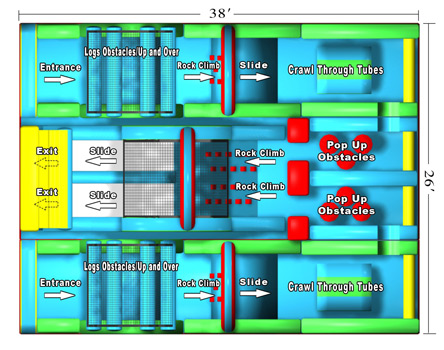 Schematic of The Adrenaline Rush II Inflatable Obstacle Course