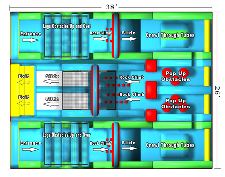 Schematic of The Adrenaline Rush II Inflatable Obstacle Course