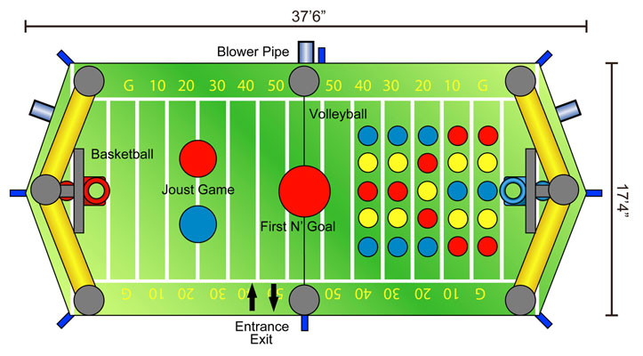 Schematic of The All-In-1 Sports Arena Moonwalk Bounce House Inflatable