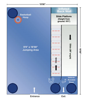 Schematic of The Combo Challenge 4-in-1 Inflatable Bounce House
